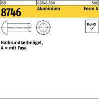 Industrial Quality Supplies ISO 8746 Halbrundkerbnägel, mit Fase Leichtmetall