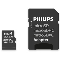 Philips microSDXC R80/W30 microSDXC 512GB Kit, UHS-I U1, A1,
