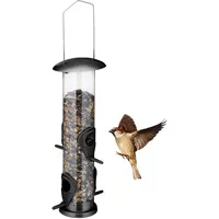 Relaxdays Vogelfutterspender zum Aufhängen, Futtersäule Vögel, 4 Entnahmestellen, Futterspender