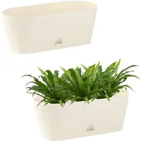 ENGELLAND® ENGELLAND - 2 x Blumenkasten mit Untersetzer, Beige,