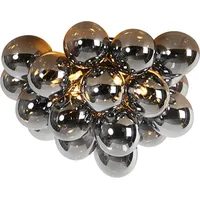 QAZQA - Design Deckenleuchte schwarz mit Rauchglas 6 Lampen
