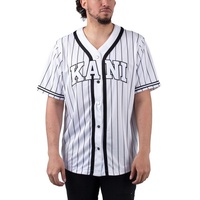 Karl Kani Serif Pinstripe Baseball Shirt weiß S