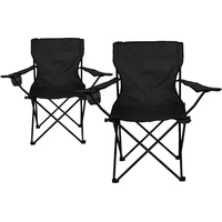 VCM 2er Set Faltstuhl mit Armlehne schwarz Campingstuhl Angelstuhl