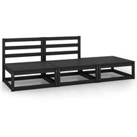 VidaXL Garten-Lounge-Set 3-tlg. schwarz Kiefer