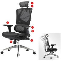 Mendler Bürostuhl HWC-J89, Schreibtischstuhl ergonomisch, Lordosenstütze hohe Rückenlehne 3D-Armlehnen
