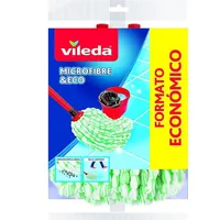 Vileda Microfibre Eco Wischmopp-Nachfüllpackung, 100% Mikrofaser, hohe Reinigungs- und