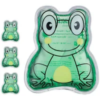 Relaxdays Kühlpads Kinder, 4er Set, Kalt Warm Kompresse, Frosch,