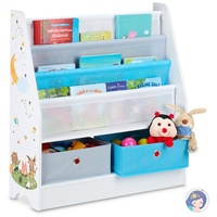 Relaxdays Kinderregal weiß/blau 71,0 x 23,0 x 74,0 cm