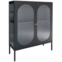 VCM Vitrine Adelaide Stahl Schwarz, Braun Schwarz /