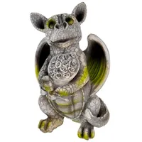 Kremers Schatzkiste Gartenfigur Süsser Drache mit Blumenstrauss 25cm Dekoration