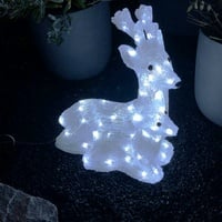 Mojawo 60 LED Hirsch mit Rehkitz Acryl Beleuchtung Figur