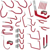 Relaxdays Wandhaken Set, Werkzeug Wandhalterung Garage, Stahl, gummiert, Garten