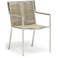 INKOSPOR Stapelsessel Varuna Edelstahl/Kordel/Teak 56x58x85 cm Stapelstuhl