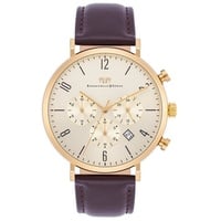 RHODENWALD & SÖHNE Chronograph Arakon in Gelbgold Echtleder Braun