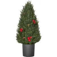 Homcom Weihnachtsbaum 50 cm Christbaum Zypressen-Weihnachtsbaum mit 7 roten