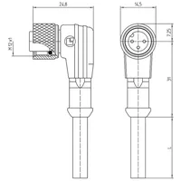Lutronic 1074 Sensor-/Aktor-Steckverbinder, konfektioniert M12 Kupplung, gewinkelt 2.00 m