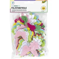 Folia Filzstanzteile Frühjahr, 112 Teile farbig sortiert, selbstklebend