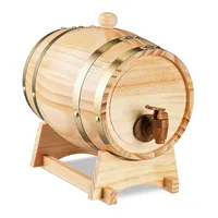 Relaxdays Schnapsfass, 2,2 l, Holz, Whiskyfass mit Bock &