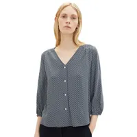 Tom Tailor 1037898 Printed V-neck Bluse Navy Geometrical Design