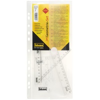 IDENA Geometrie-Set 6-teilig mit 2 Linealen, Zeichendreieck, Parabel, Geo-Dreieck