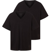 Tom Tailor 1037738 Kurzarm-T-Shirt Mit V-ausschnitt 2 Einheiten Black