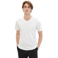 Tom Tailor 1037738 Kurzarm-T-Shirt Mit V-ausschnitt 2 Einheiten White