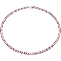 Swarovski Matrix Tennis Halskette, Rundschliff, Rosa, Rhodiniert