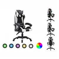 VidaXL Gaming-Stuhl mit RGB LED-Leuchten Weiß und Schwarz Kunstleder