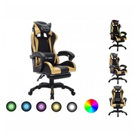 VidaXL Gaming-Stuhl mit RGB LED-Leuchten Gold und Schwarz Kunstleder