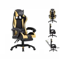 VidaXL Gaming-Stuhl mit Fußstütze Golden und Schwarz Kunstleder