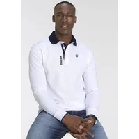 Delmao Langarm-Poloshirt DELMAO, Gr. S (44/46), weiß, Piqué, Obermaterial: