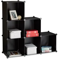 Relaxdays Stufenregal 6 Fächer, Steckregal als Kleiderschrank oder Raumteiler,