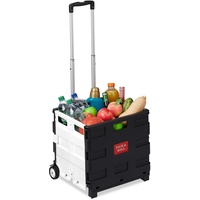 Relaxdays Einkaufstrolley klappbar schwarz/grau 46 x 50 x 12