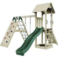 Polar play PolarPlay Spielturm Trondheim Schaukel Kletterwand Rutsche Grün