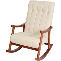 Mendler Schaukelstuhl HWC-K10, Schaukelsessel Schwingstuhl Relaxsessel ~ Kunstleder creme,