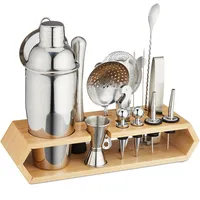 Relaxdays Cocktail-Set 16-tlg. Barset mit Ständer, Shaker, Barmaß, Barlöffel,