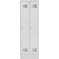 Stier Garderobenspind Premium mit Sockel 2 Abteile Zylinderschloss lichtgrau