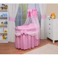 Waldin Stubenwagen 1205 natur inkl. Komplettset rosa/weiß