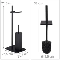 Relaxdays WC Garnitur, mit 3 Ersatz-Bürstenköpfen Schwarz