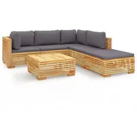 VidaXL 6-tlg. Garten-Lounge-Set mit Kissen Massivholz Teak - Braun