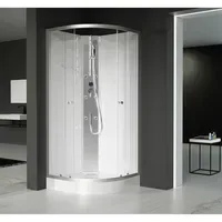 Aurlane Komplettdusche mit Schiebetür 90 x 210 cm silber-matt