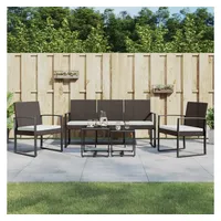 VidaXL 5-tlg. Garten-Essgruppe mit Kissen Braun PP-Rattan