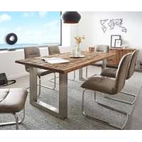 DeLife Esstisch Reclaimed 200x100 cm Vintage-Optik Edelstahl breit