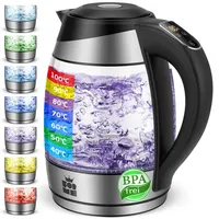 FOR ME Glas Elektrischer Wasserkocher 1,8L, Temperatureinstellung, Temperaturwahl 40°C