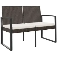 VidaXL Gartenbank 2-Sitzer mit Kissen Braun PP-Rattan