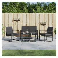 VidaXL 5-tlg. Garten-Essgruppe mit Kissen Schwarz PP-Rattan