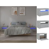 VidaXL Nachttische 2 Stk. mit LEDs Grau Sonoma 60x35x40