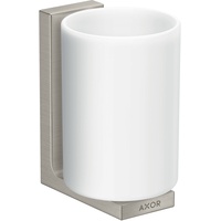 Axor hansgrohe Zahnputzbecher Axor Uni. Rectangular Glas, Wandmontage, Edelstahl-Optik