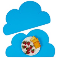 Relaxdays Platzdeckchen Kinder, 2er Set, Wolke, rutschfest, abwaschbar, Tischset