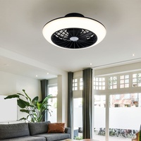 GLOBO LED Deckenventilator, Memory, schwarz, kühlend, D 30cm